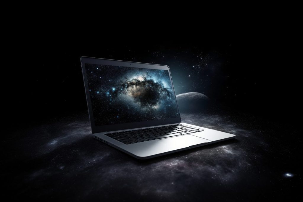 h4k4t0 Turned off laptop flying through space big space Milky W 098a12d2 efe3 440c 9142 c20ec6c98864