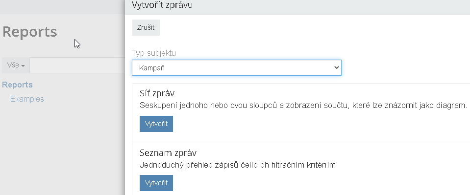 Vytvorenie novej zostavy v AutoCRM